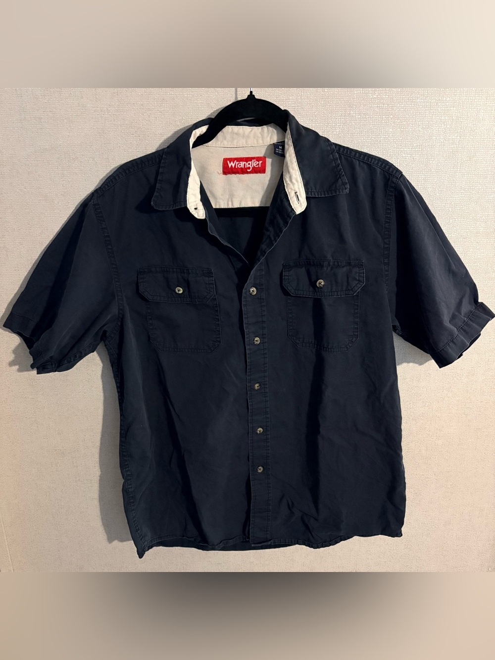 Wrangler Navy Short-Sleeve Button-Down Shirt